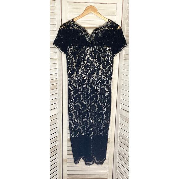 Lover The Label Black French Lace Sweetheart Midi Shift Dress 6 NWT - Picture 5 of 12